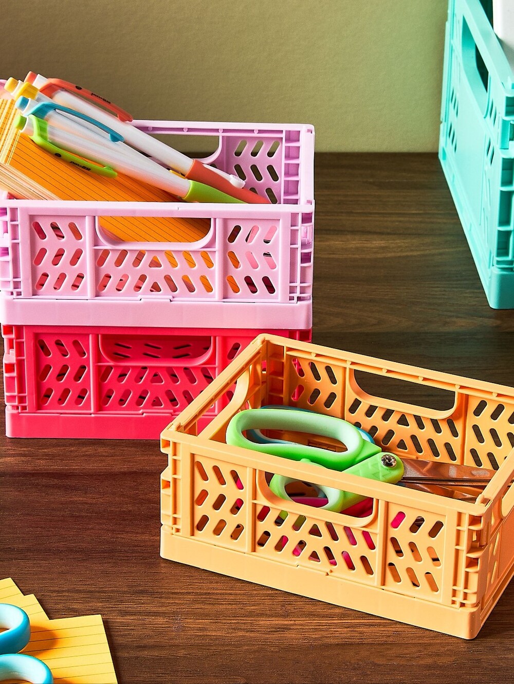 Mini Collapsible Crates - Lavender, Green, Orange (3 Pack) - Picture 6 of 6